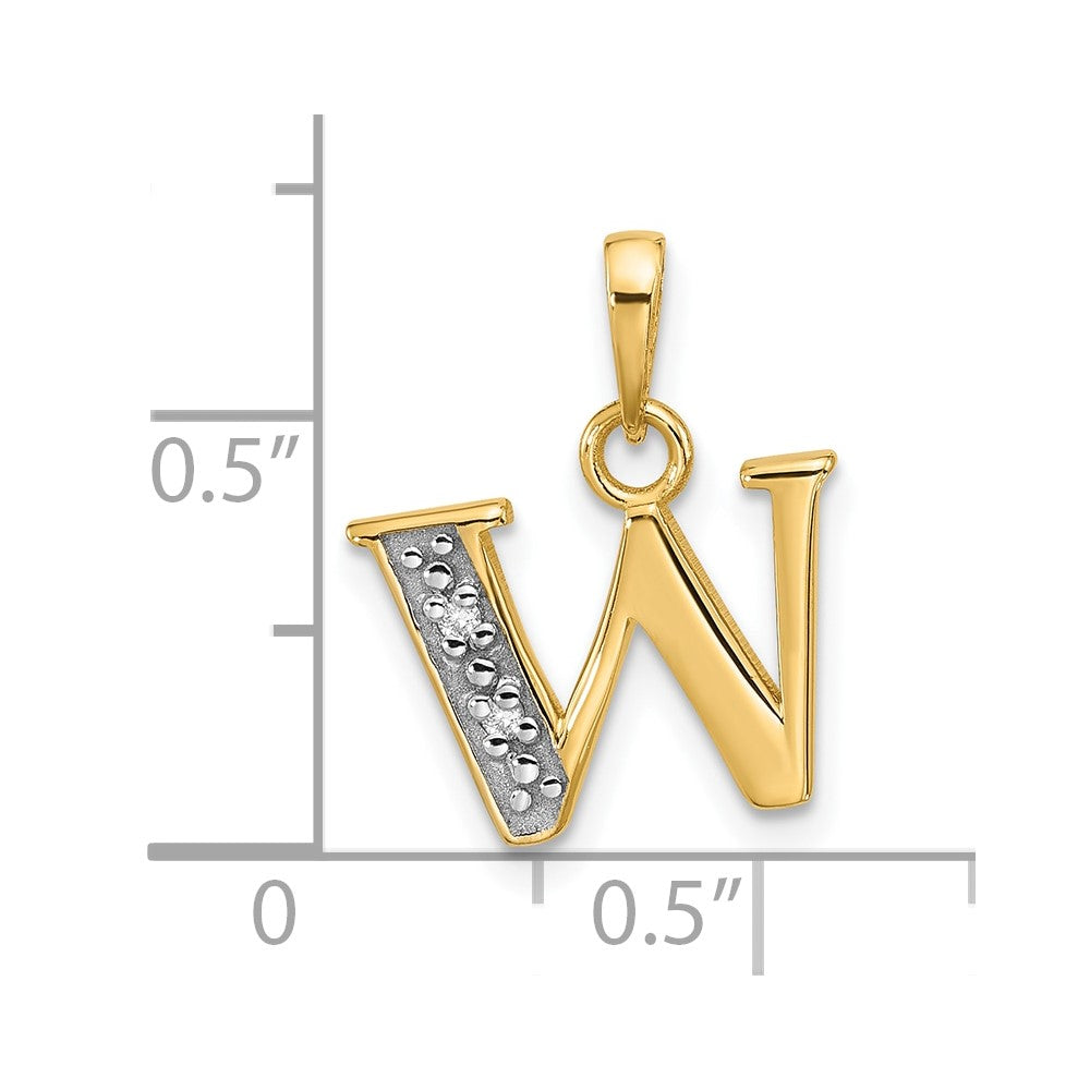 with Rhodium Diamond Letter W Initial Pendant - WBC