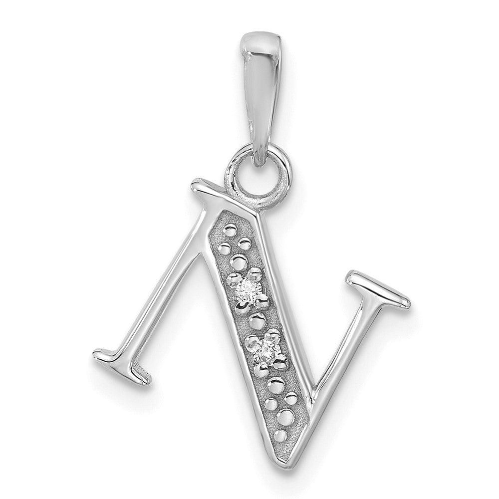 Diamond Letter N Initial Pendant - WBC