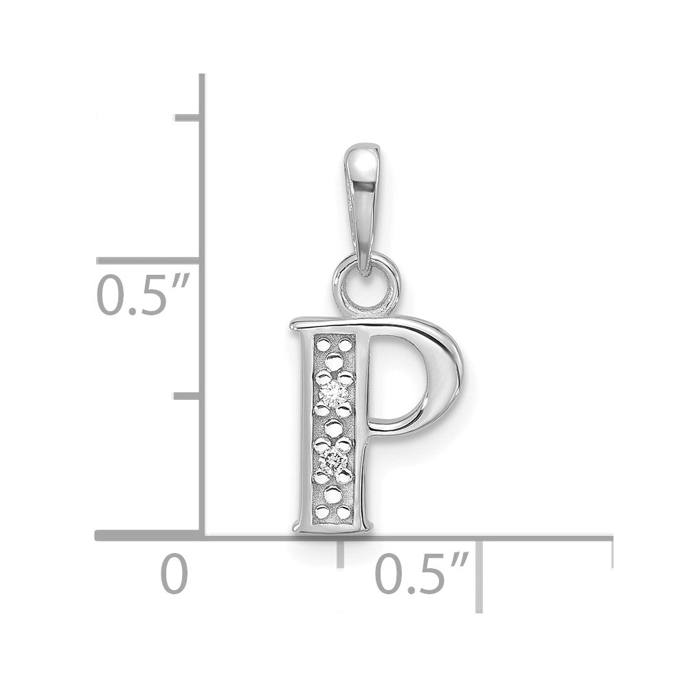 Diamond Letter P Initial Pendant - WBC