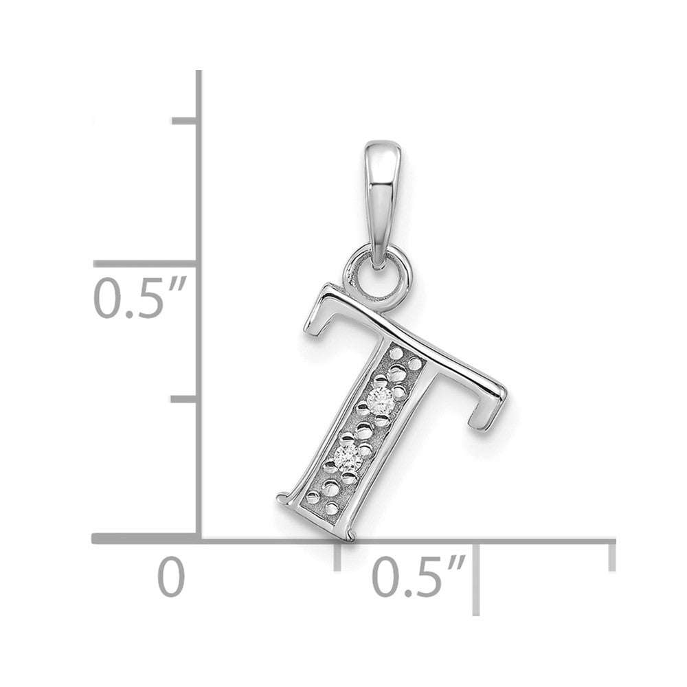 Diamond Letter T Initial Pendant - WBC