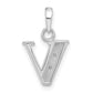 Diamond Letter V Initial Pendant - WBC