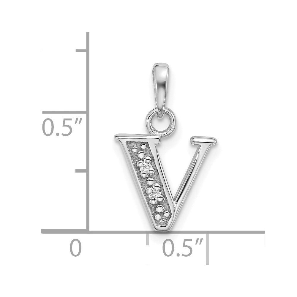 Diamond Letter V Initial Pendant - WBC