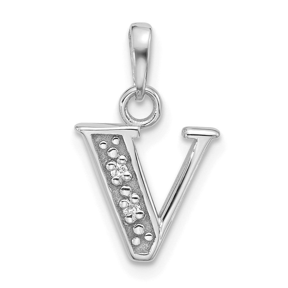 Diamond Letter V Initial Pendant - WBC