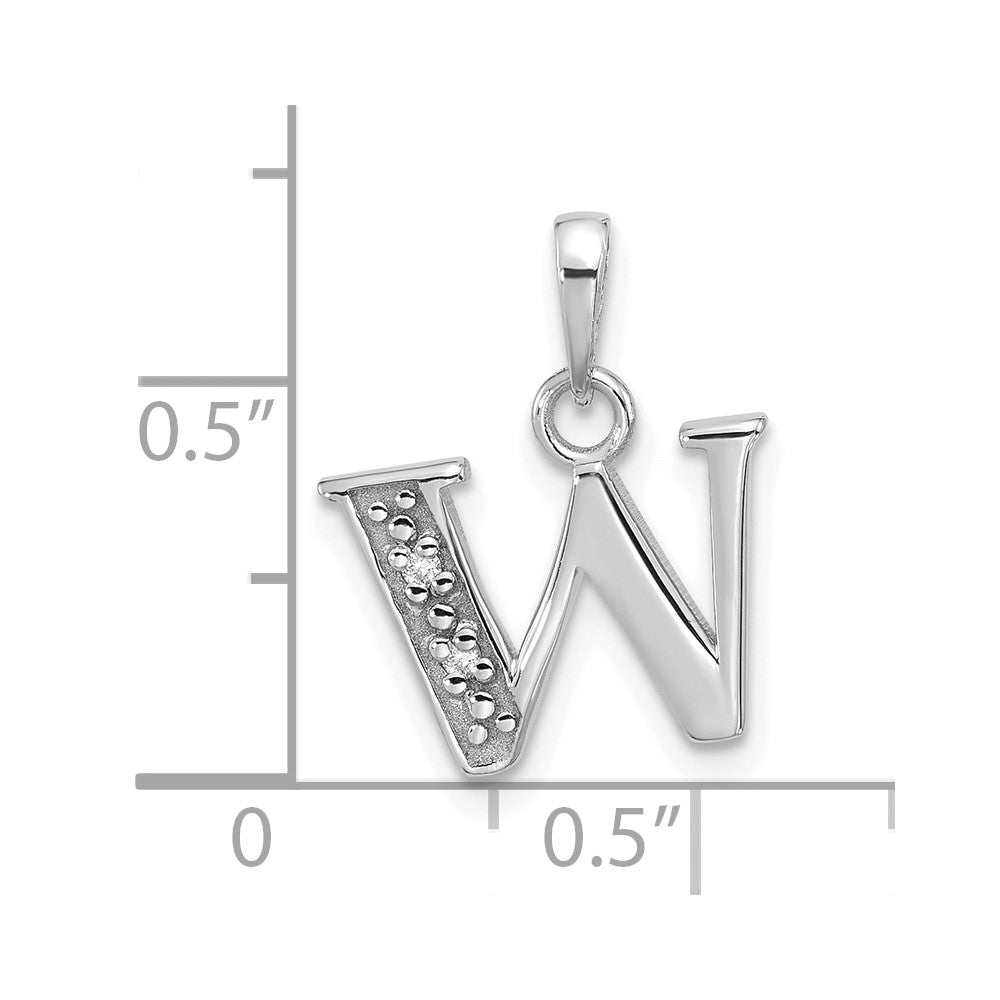 Diamond Letter W Initial Pendant - WBC