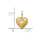 Polished and Textured CZ Floral Heart Charm / Pendant - WBC