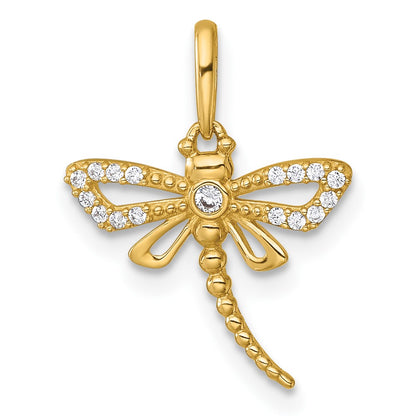 Polished and Beaded CZ Dragonfly Charm / Pendant - WBC