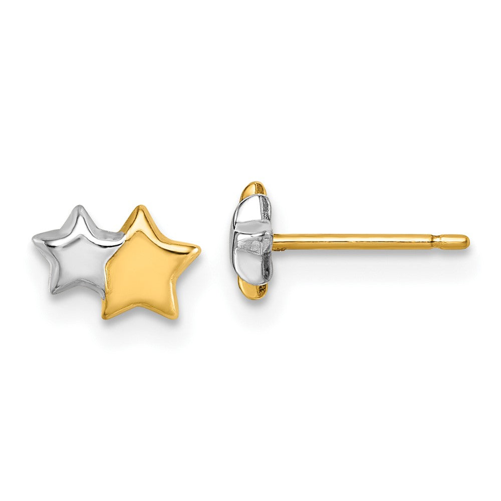 with Rhodium Polished Double Star Post Earrings - WBC