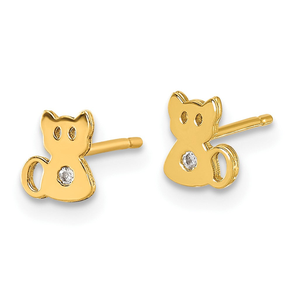 Polished CZ Cat Post Earrings - WBC