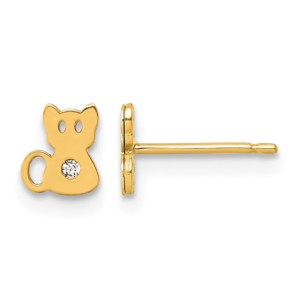 Polished CZ Cat Post Earrings - WBC