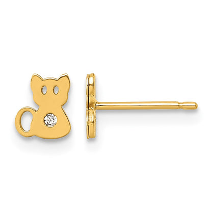 Polished CZ Cat Post Earrings - WBC