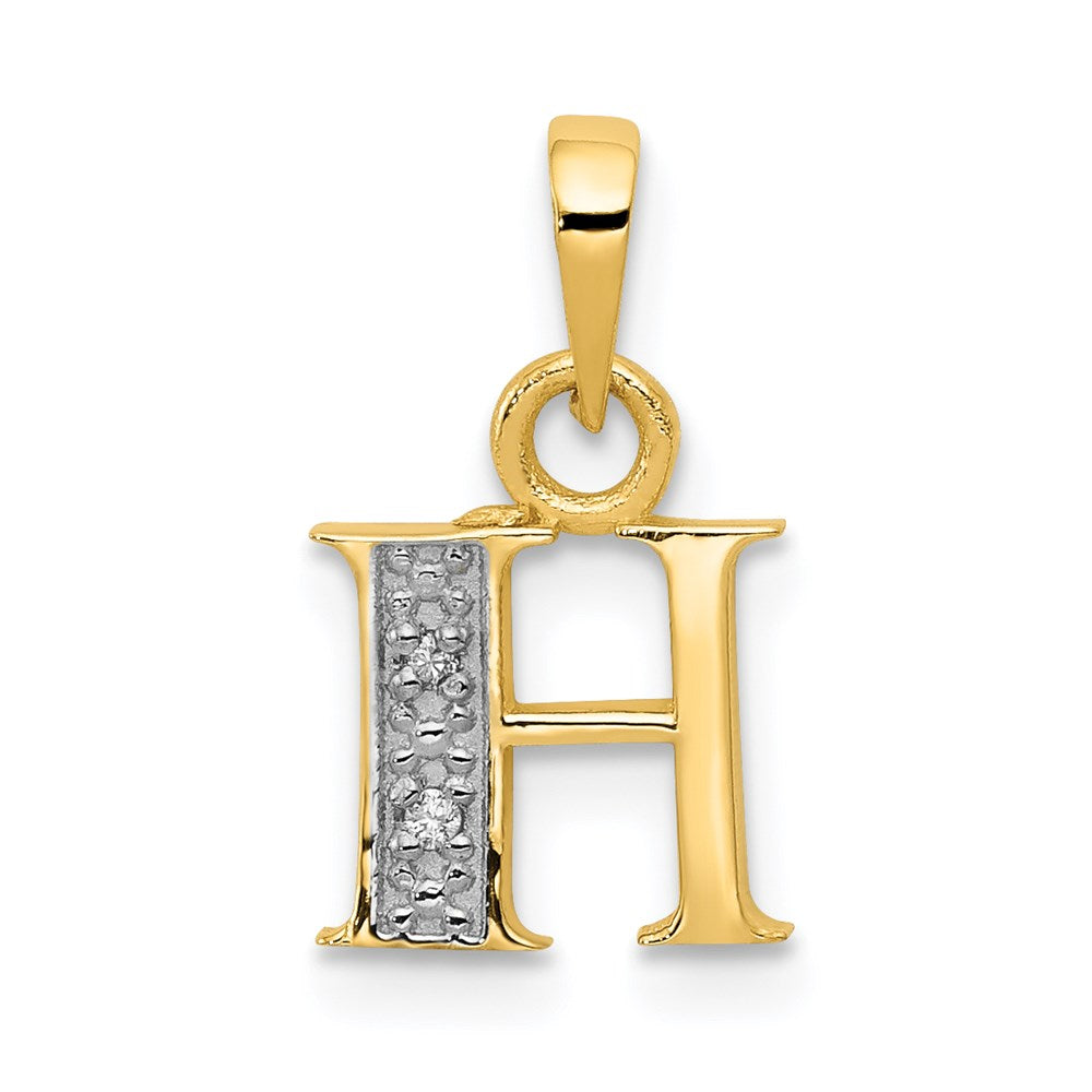 with Rhodium Diamond Letter H Initial Pendant - WBC