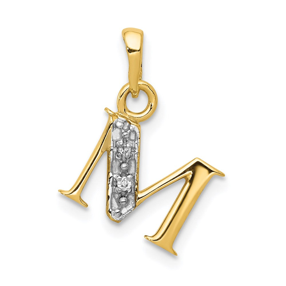with Rhodium Diamond Letter M Initial Pendant - WBC