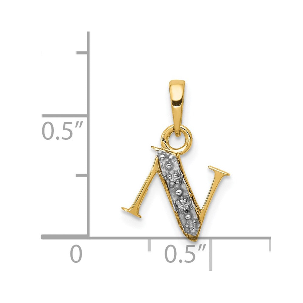 with Rhodium Diamond Letter N Initial Pendant - WBC