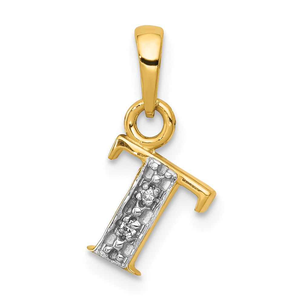 with Rhodium Diamond Letter T Initial Pendant - WBC
