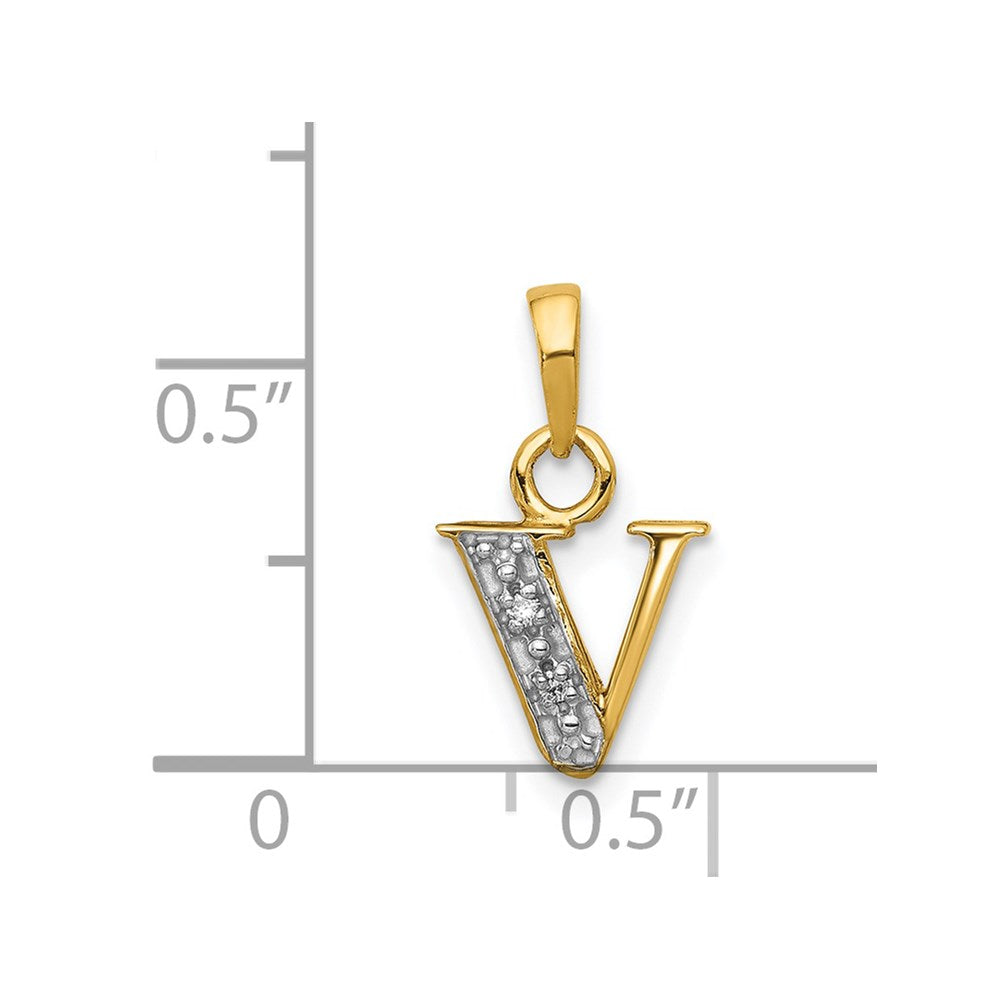 with Rhodium Diamond Letter V Initial Pendant - WBC