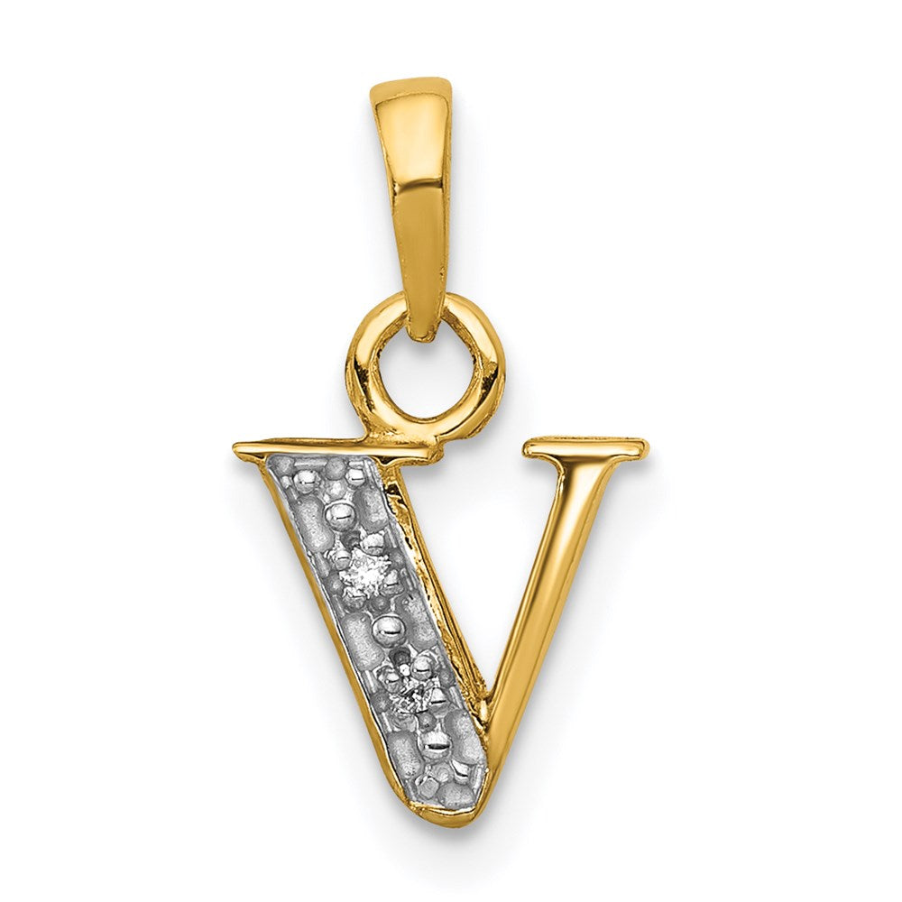 with Rhodium Diamond Letter V Initial Pendant - WBC