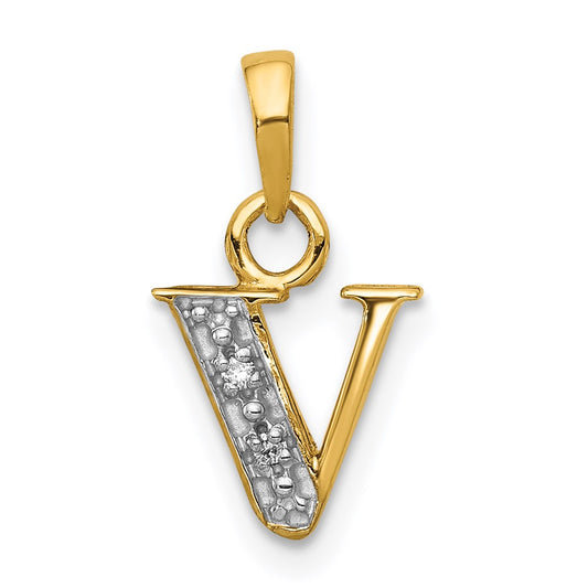 with Rhodium Diamond Letter V Initial Pendant - WBC