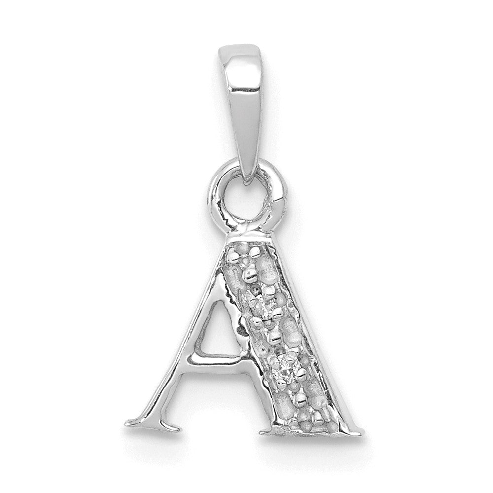 with Rhodium Diamond Letter A Initial Pendant - WBC
