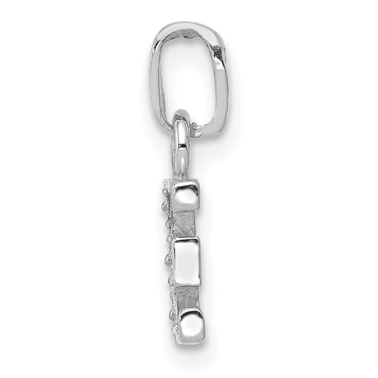 Rhodium-plated Diamond Letter E Initial Pendant - WBC