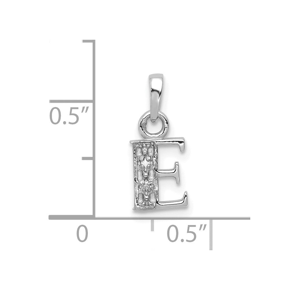 Rhodium-plated Diamond Letter E Initial Pendant - WBC