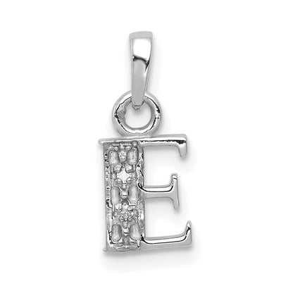 Rhodium-plated Diamond Letter E Initial Pendant - WBC