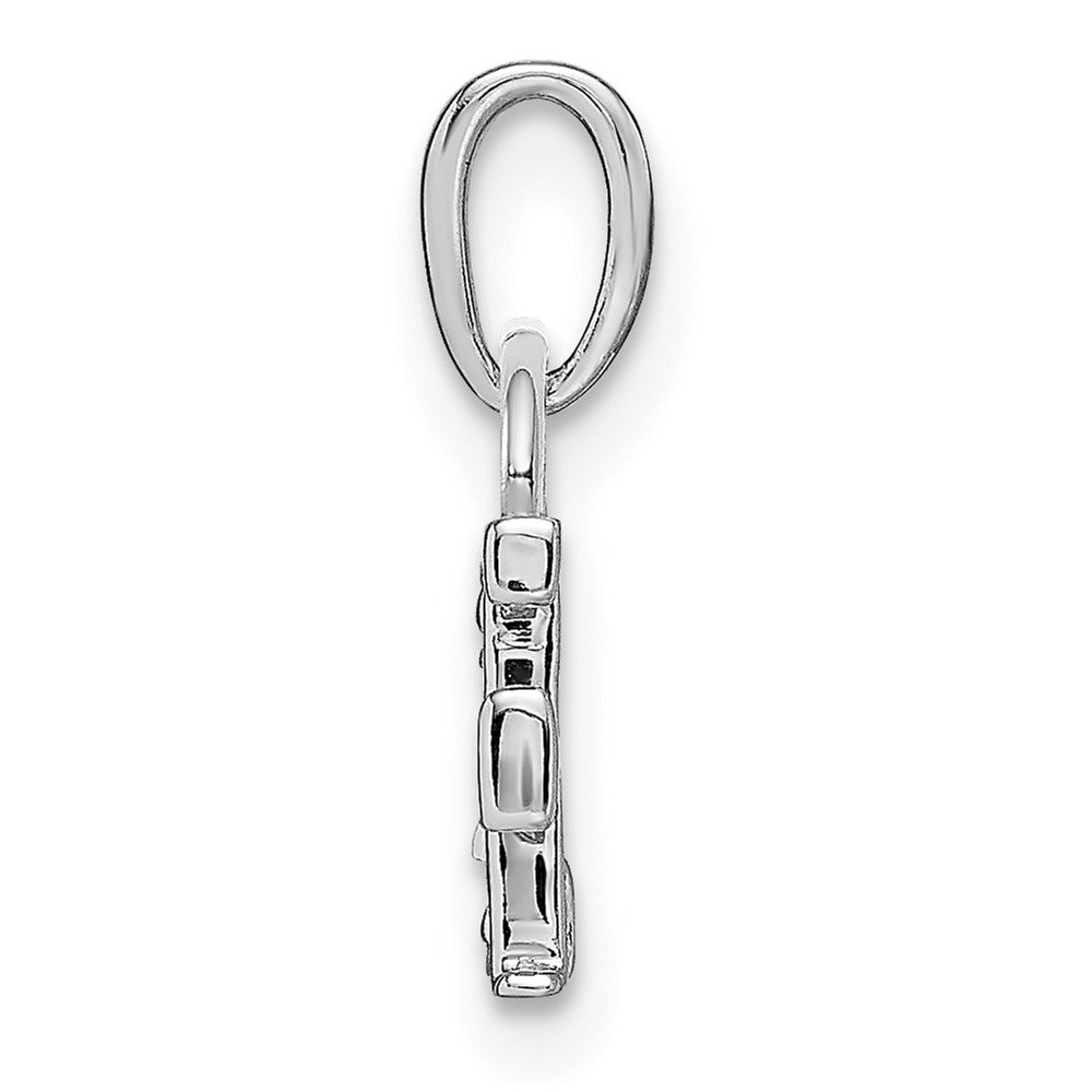 Rhodium-plated Diamond Letter F Initial Pendant - WBC