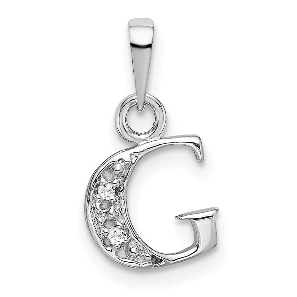 Rhodium-plated Diamond Letter G Initial Pendant - WBC