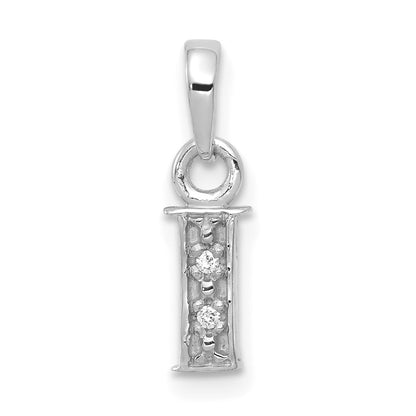 Rhodium-plated Diamond Letter I Initial Pendant - WBC