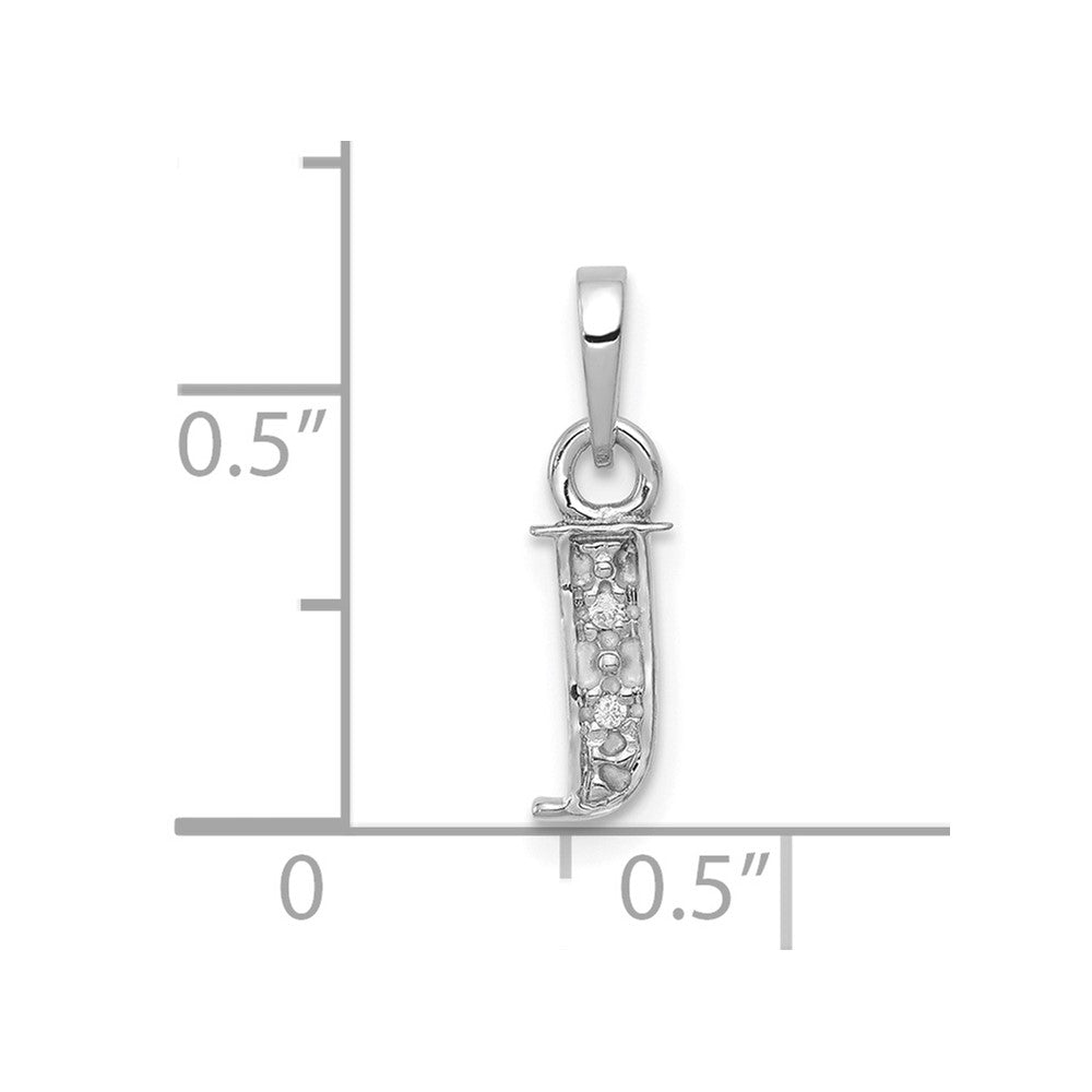 Rhodium-plated Diamond Letter J Initial Pendant - WBC