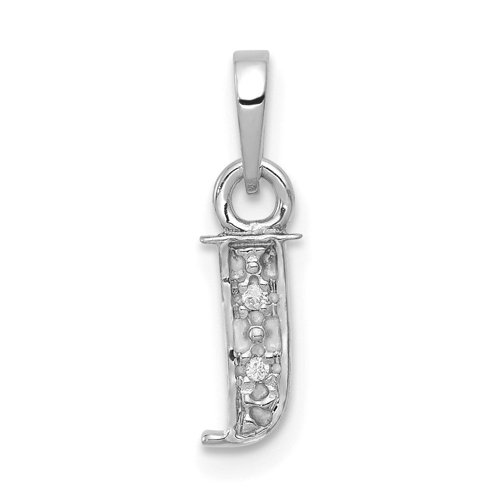 Rhodium-plated Diamond Letter J Initial Pendant - WBC