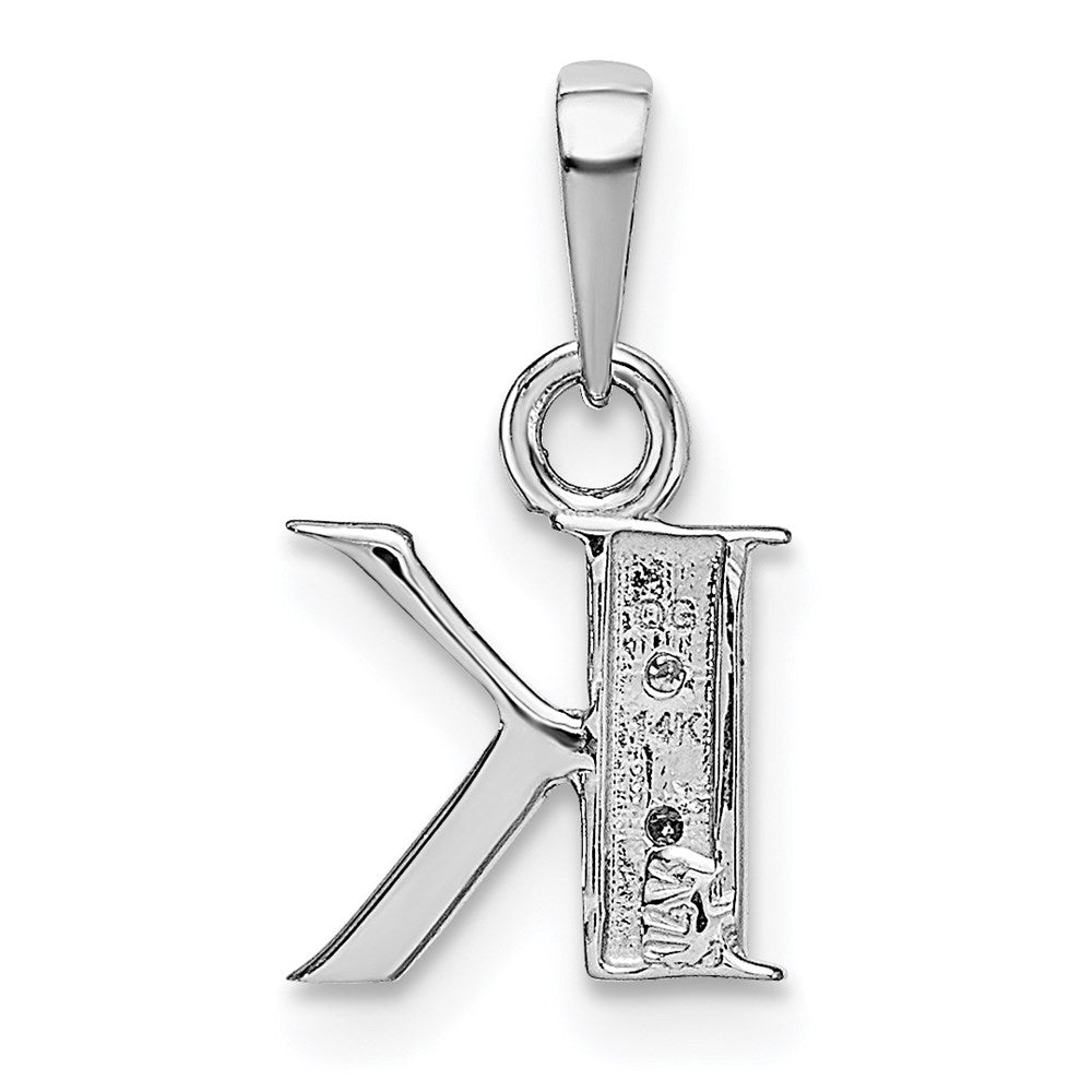 Rhodium-plated Diamond Letter K Initial Pendant - WBC