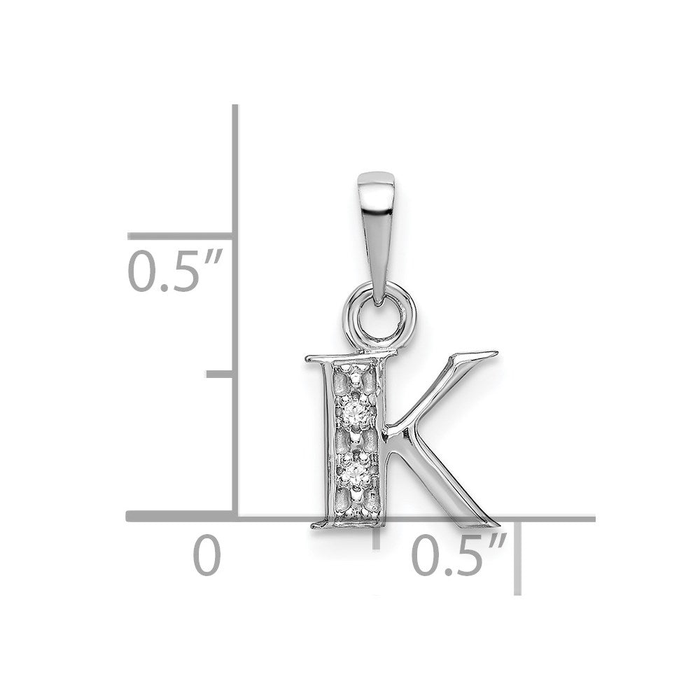 Rhodium-plated Diamond Letter K Initial Pendant - WBC