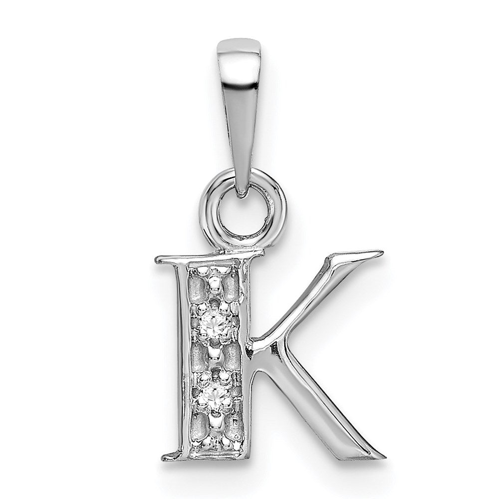 Rhodium-plated Diamond Letter K Initial Pendant - WBC
