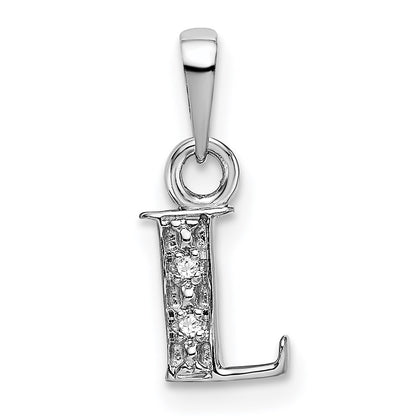 Rhodium-plated Diamond Letter L Initial Pendant - WBC