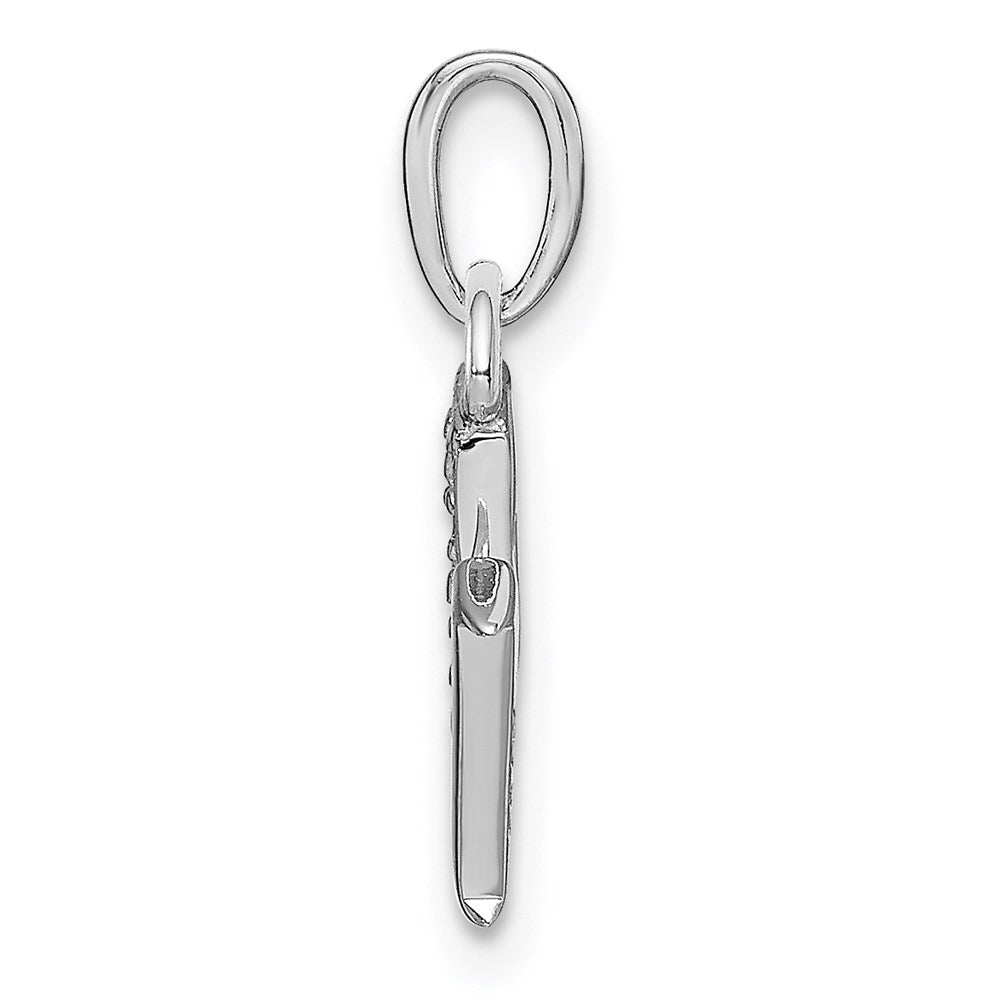 Rhodium-plated Diamond Letter M Initial Pendant - WBC