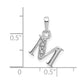 Rhodium-plated Diamond Letter M Initial Pendant - WBC