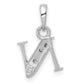 Rhodium-plated Diamond Letter N Initial Pendant - WBC