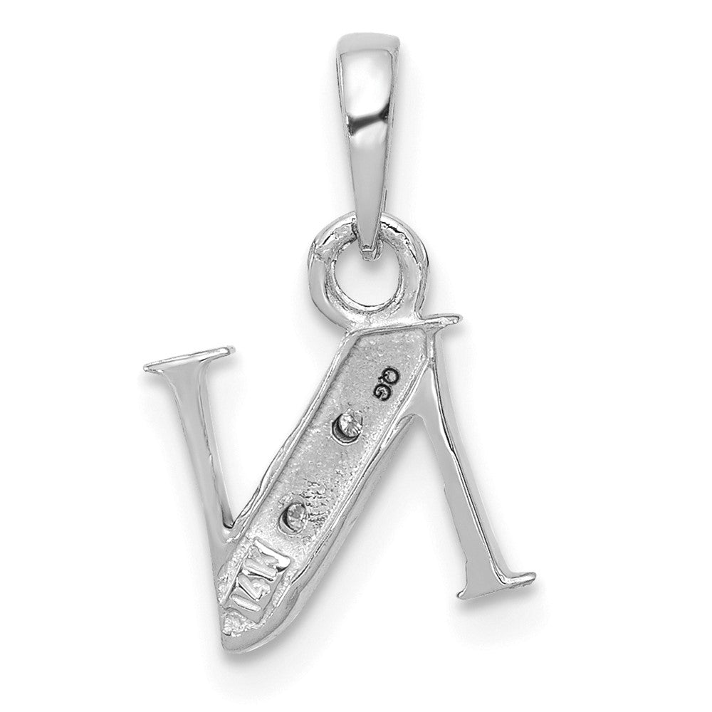 Rhodium-plated Diamond Letter N Initial Pendant - WBC