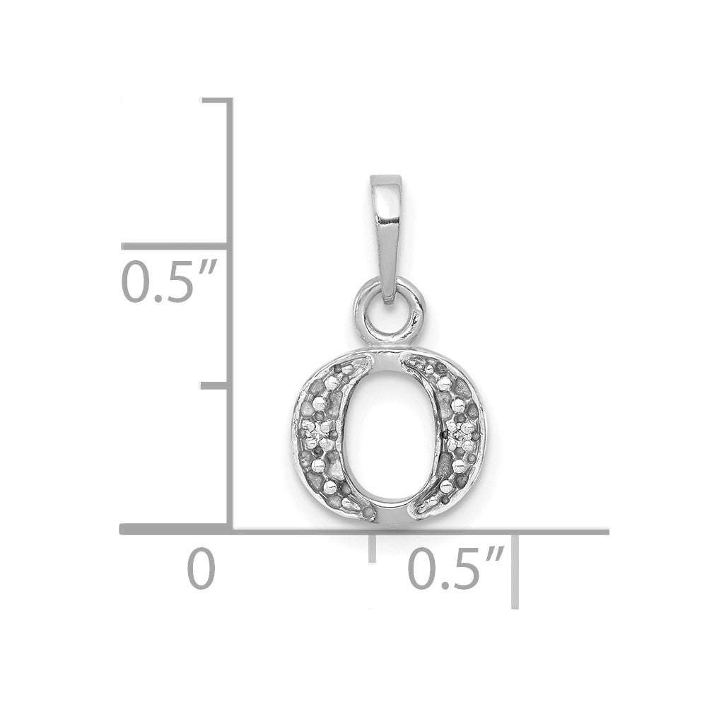 Rhodium-plated Diamond Letter O Initial Pendant - WBC