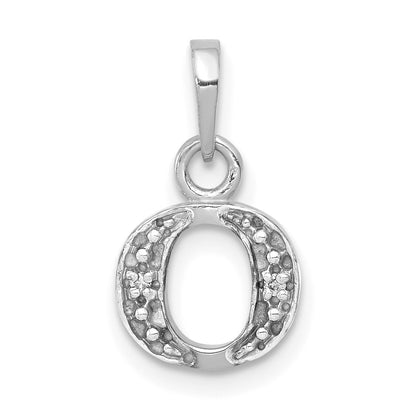Rhodium-plated Diamond Letter O Initial Pendant - WBC
