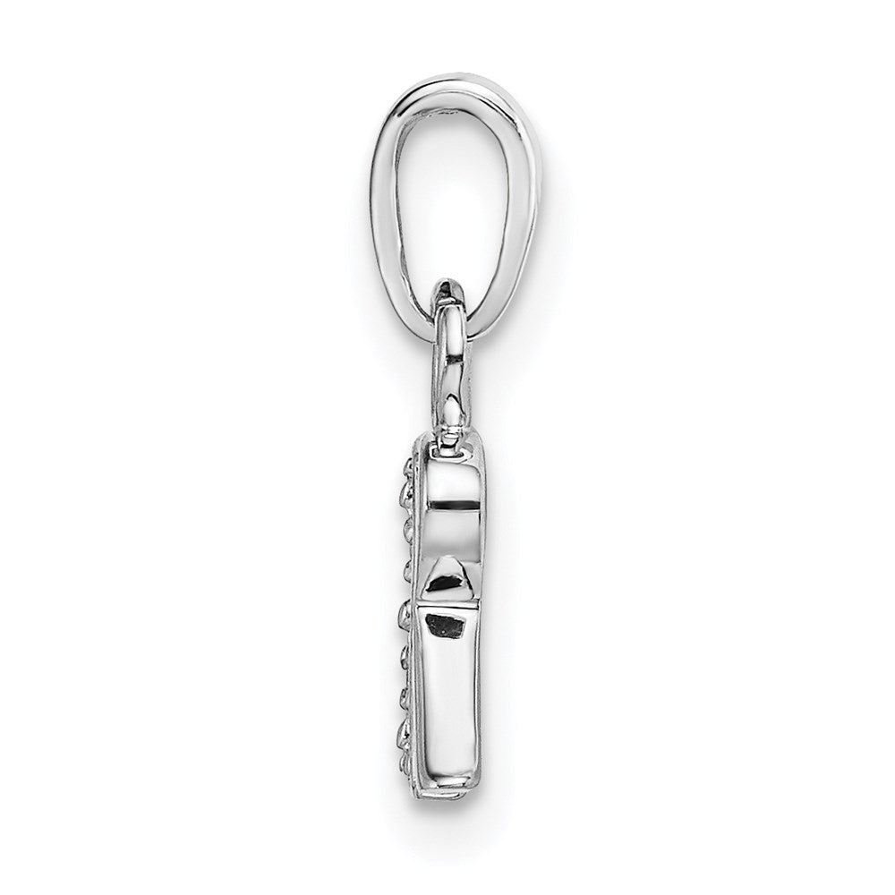 Rhodium-plated Diamond Letter R Initial Pendant - WBC