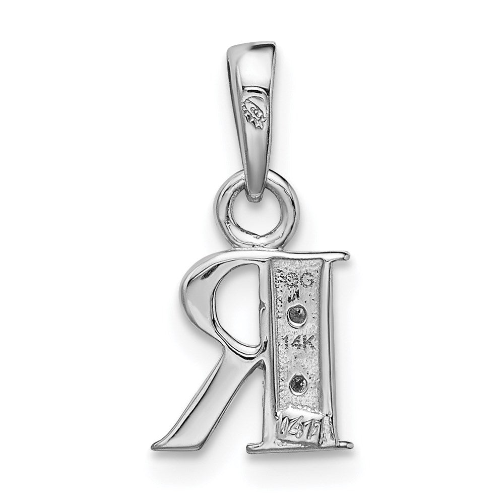 Rhodium-plated Diamond Letter R Initial Pendant - WBC