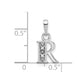 Rhodium-plated Diamond Letter R Initial Pendant - WBC