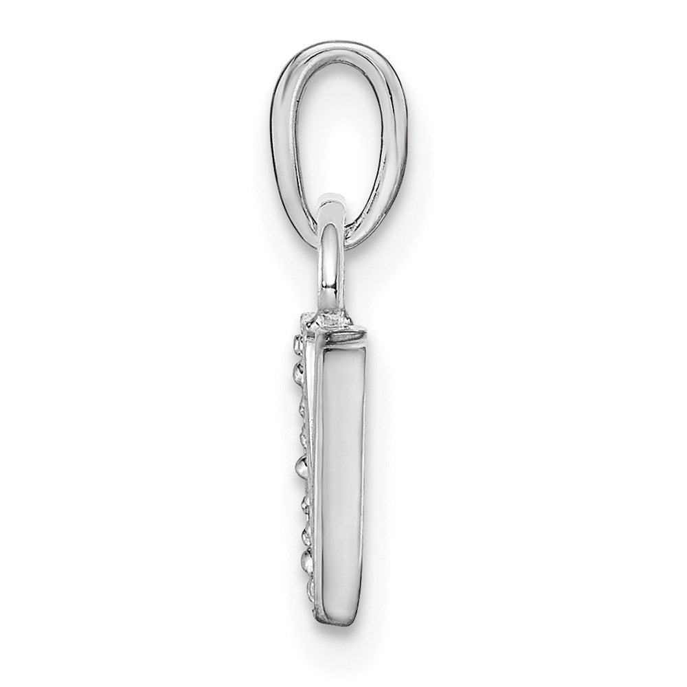 Rhodium-plated Diamond Letter V Initial Pendant - WBC