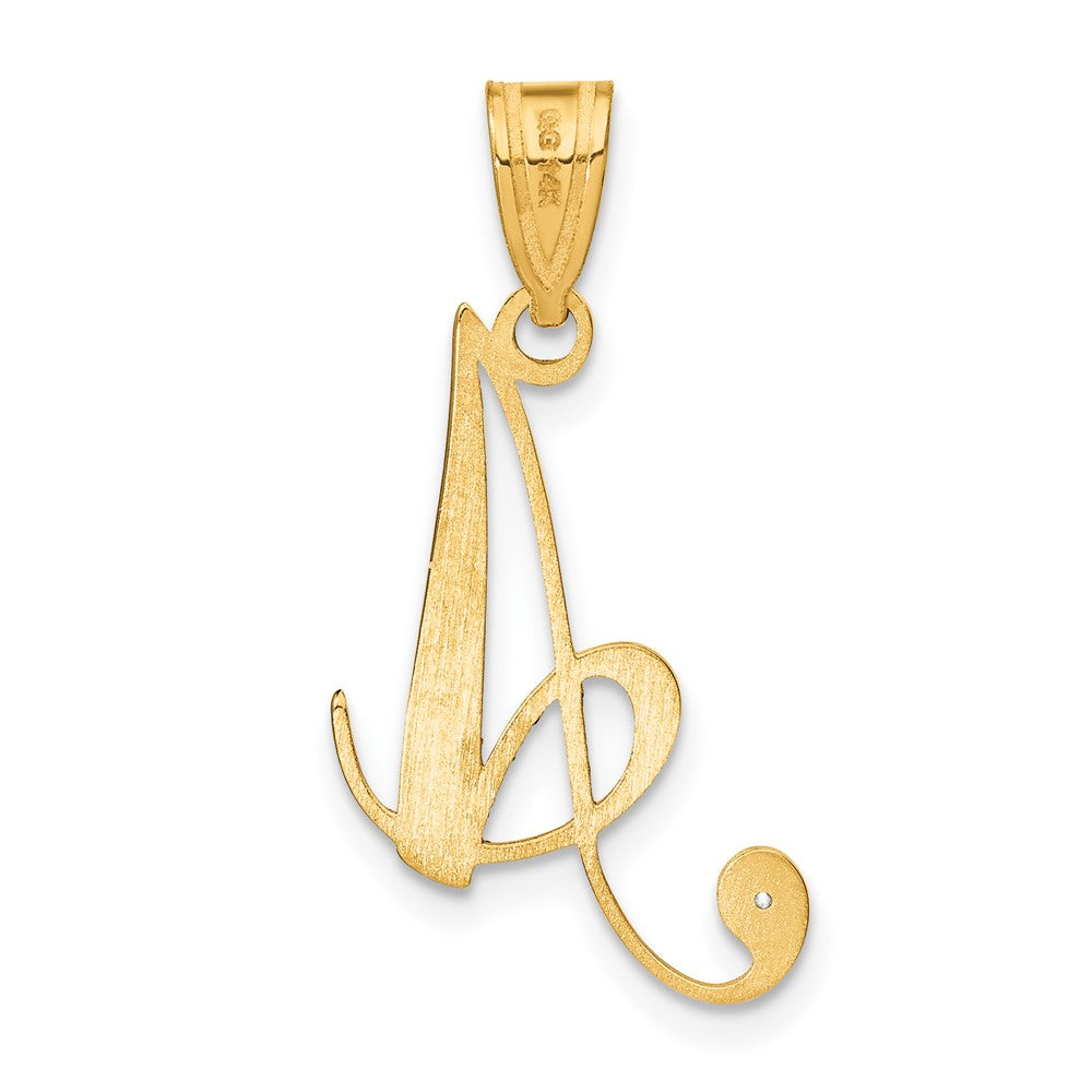 Script Letter A Initial Pendant with Diamond - WBC