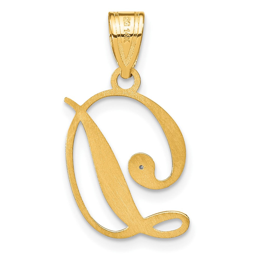 Script Letter D Initial Pendant with Diamond - WBC