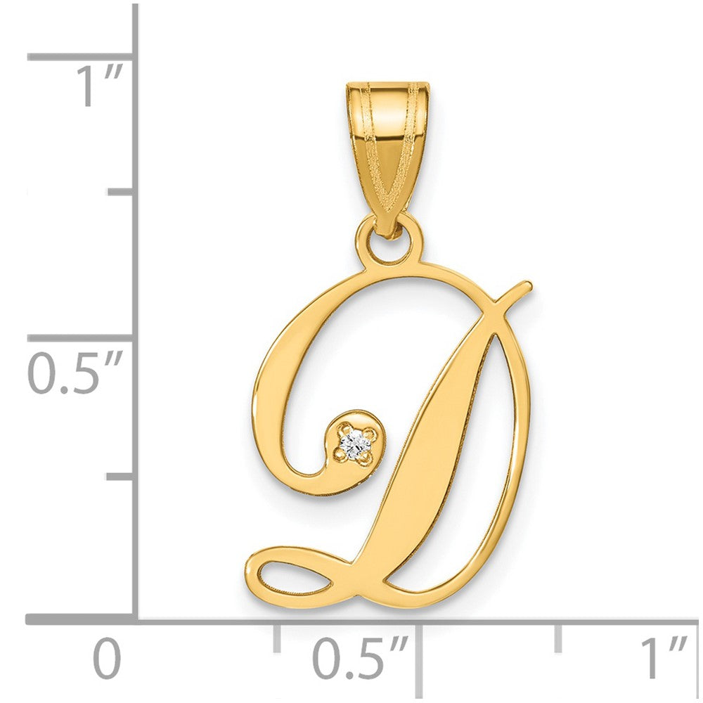Script Letter D Initial Pendant with Diamond - WBC