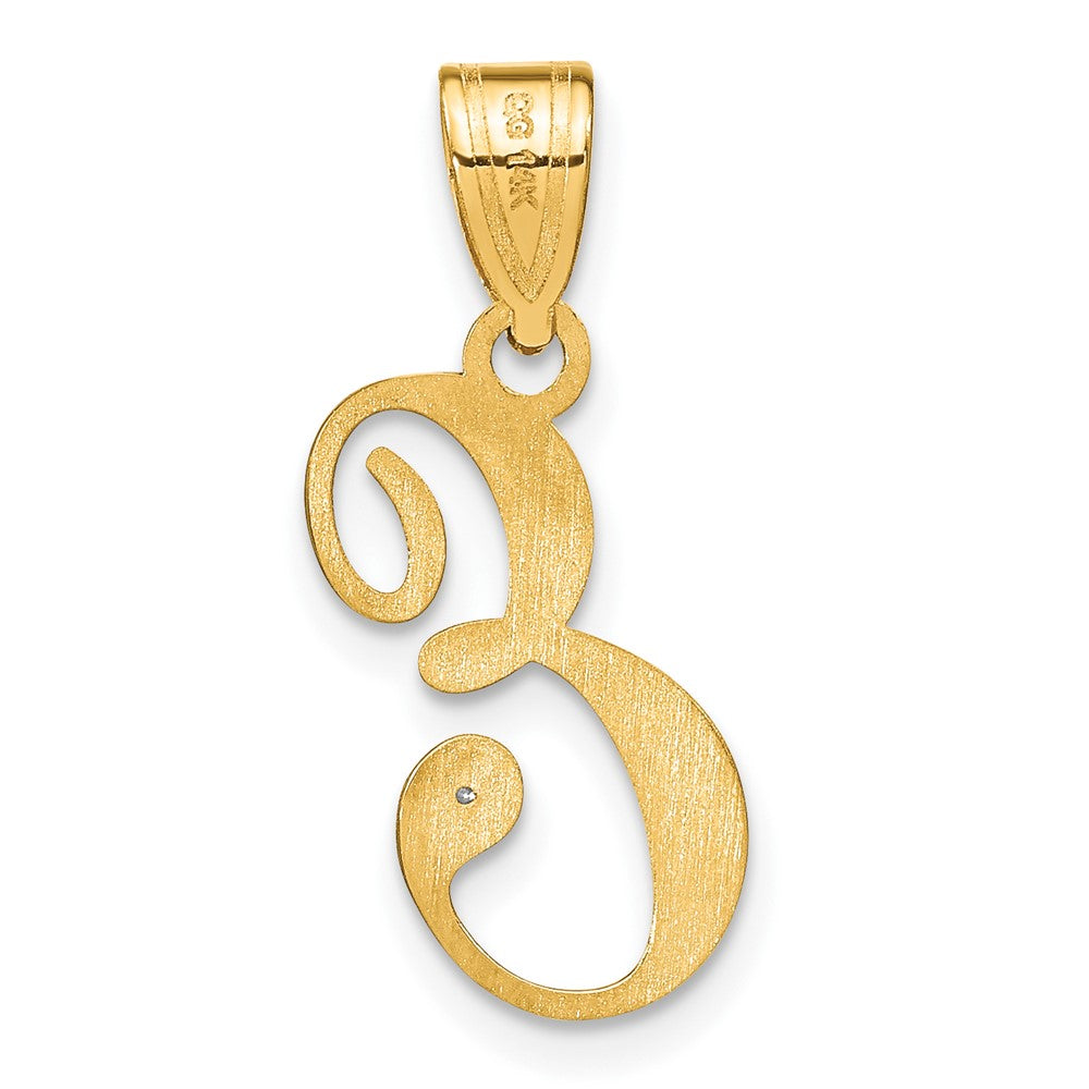 Script Letter E Initial Pendant with Diamond - WBC