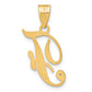 Script Letter F Initial Pendant with Diamond - WBC