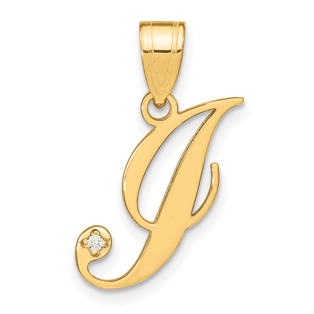 Script Letter I Initial Pendant with Diamond - WBC